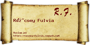 Récsey Fulvia névjegykártya